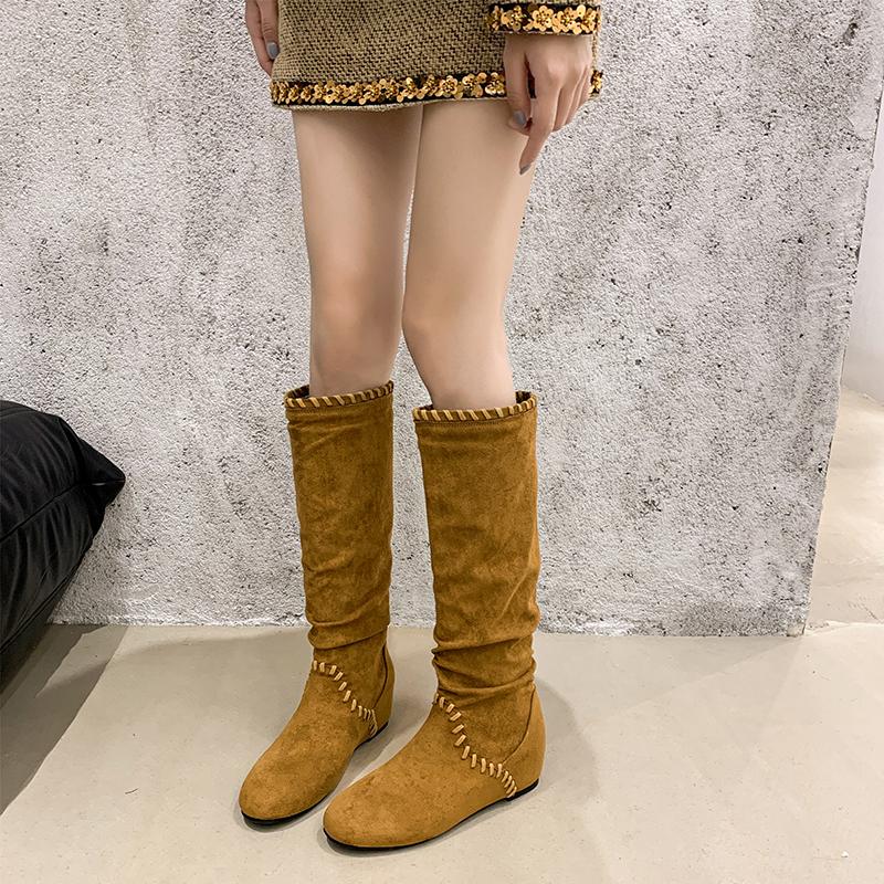 Fashion New Type Inner Heighten Sleeve Round Head Suede Soft Sole Anti-slip Wear-resistant High Shoe
