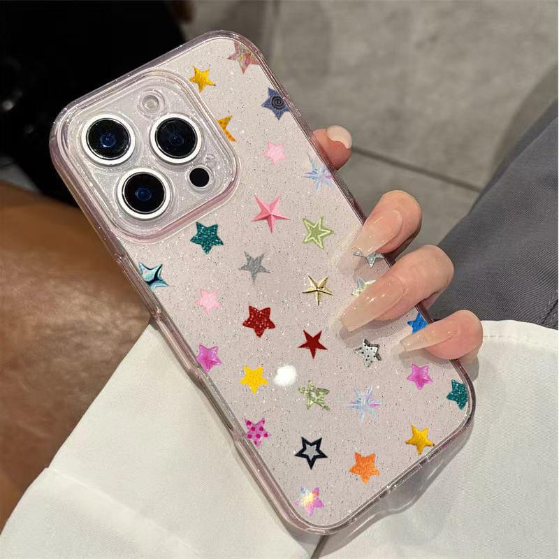 For iPhone 17 Pro Max 16 15 14 13 12 11 Case New Fashion Colorful Star Pattern Cover For iPhone Air 17E XS X XR 7 8 Plus Fundas