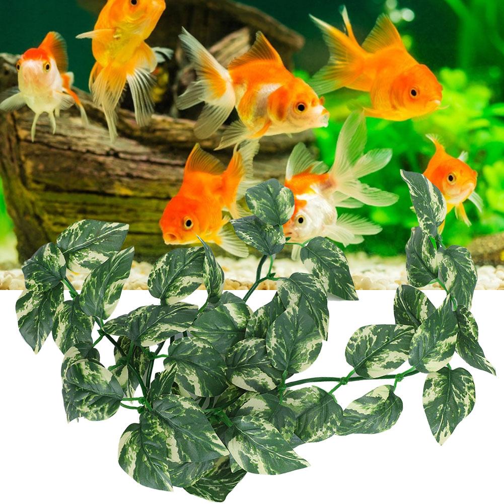 Aquatic Plant Simulation Rattan Leaves Landscaping for Climbing Pet Box Aquarium Fish Tank