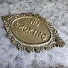 Vintage Ornate Brass No Smoking Sign Wall Plaque