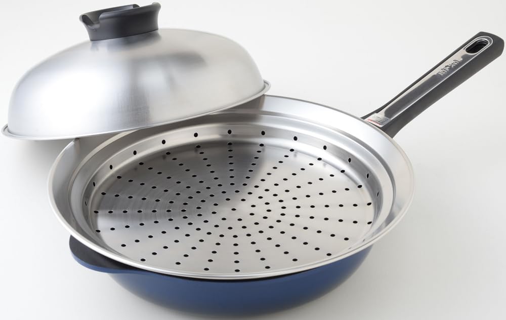 Ernest Easy Steams Food in a Frying Lid Serves as a Stainless Dishwasher Made in Made in Product Number Steamer, 24-26cm, Pan, Dishpan, Steel, Safe,