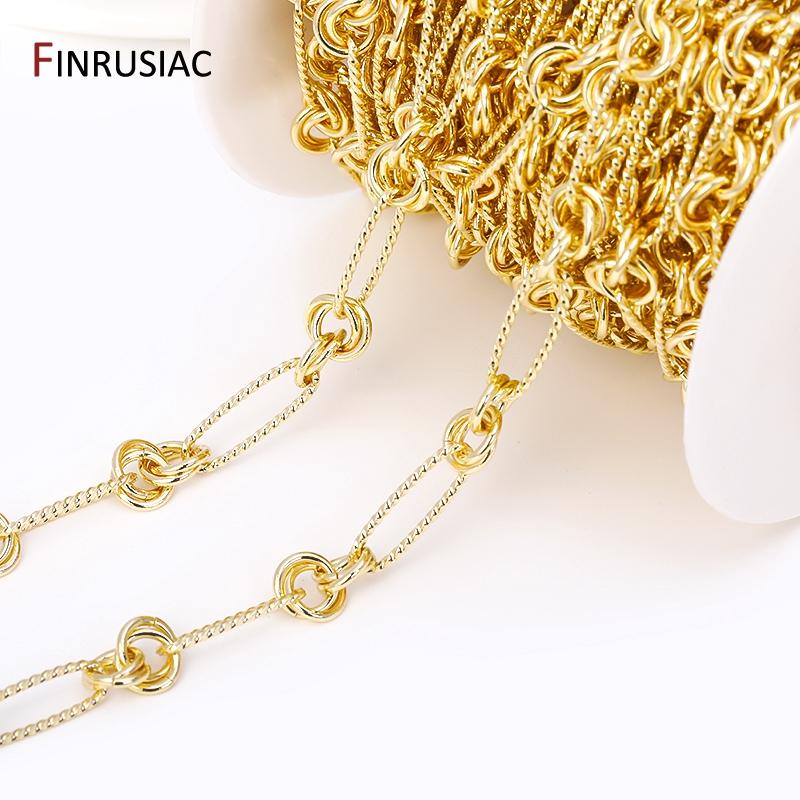 DIY Jewelry Making Supplies High Quality 14K Gold Plated Brass Sweater Chain Handmade Jewelry Crafts Necklace Accessories
