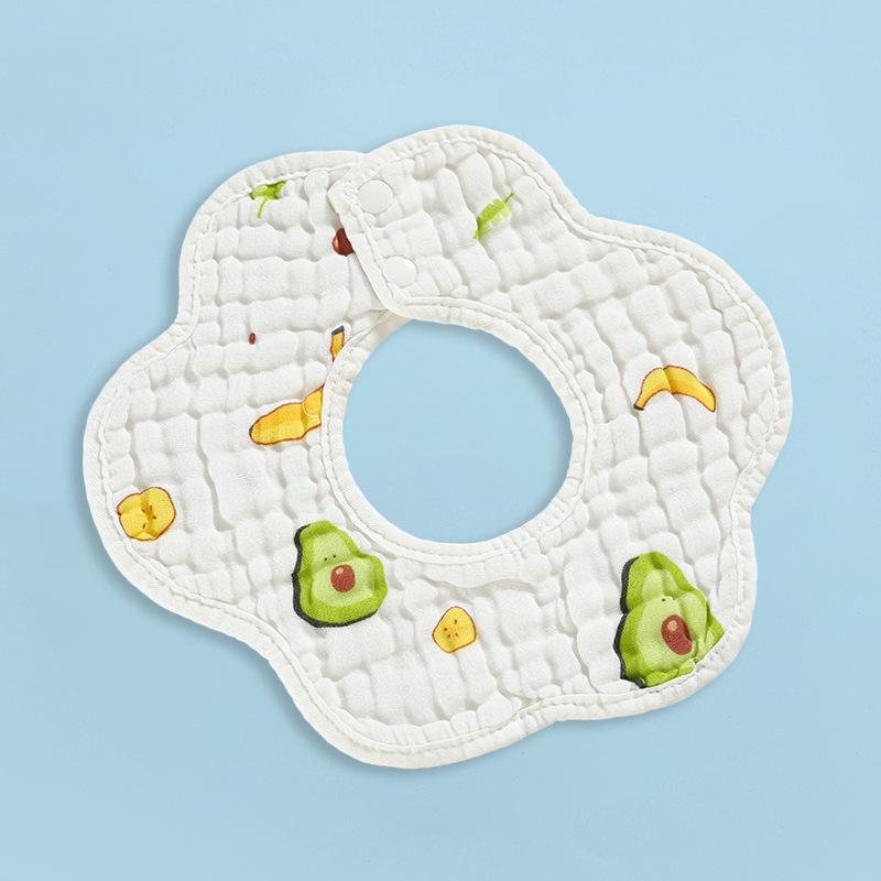 Pure Cotton 360° Baby Saliva Bib - Six-Layer Petal Design