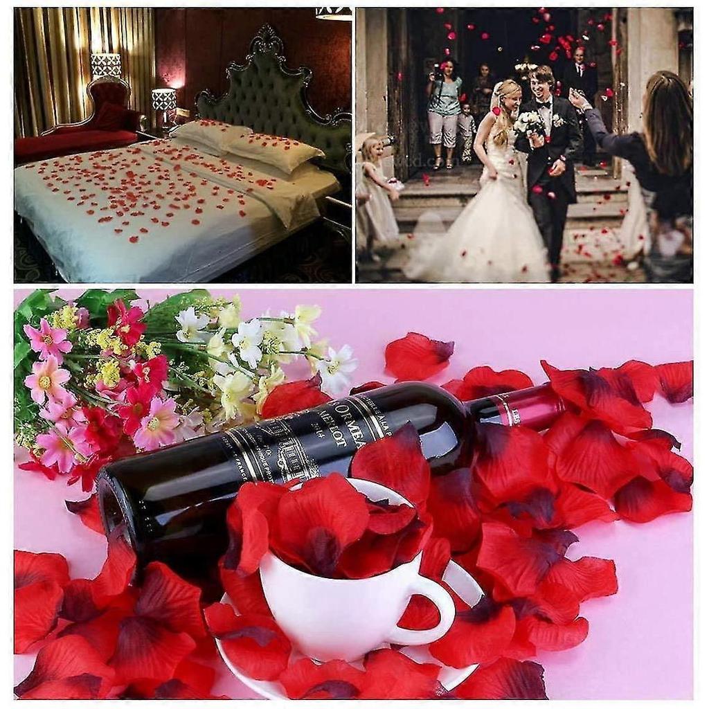 1200 Pieces Rose Petals, Red Silk Artificial Roses Flower Confetti For Wedding