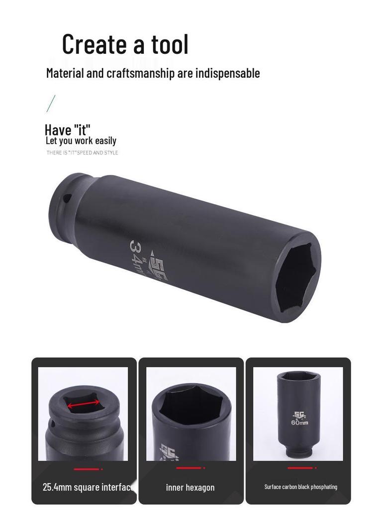 1-Inch Extra-Long Heavy-Duty Air Impact Wrench Socket