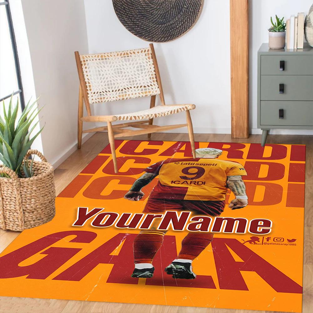 Galatasaray 360 Customized Name Floor Rug Office Rug Design for Dining Room Game Room Balcony Dormitory Anti-slip Rug Office Home Decor