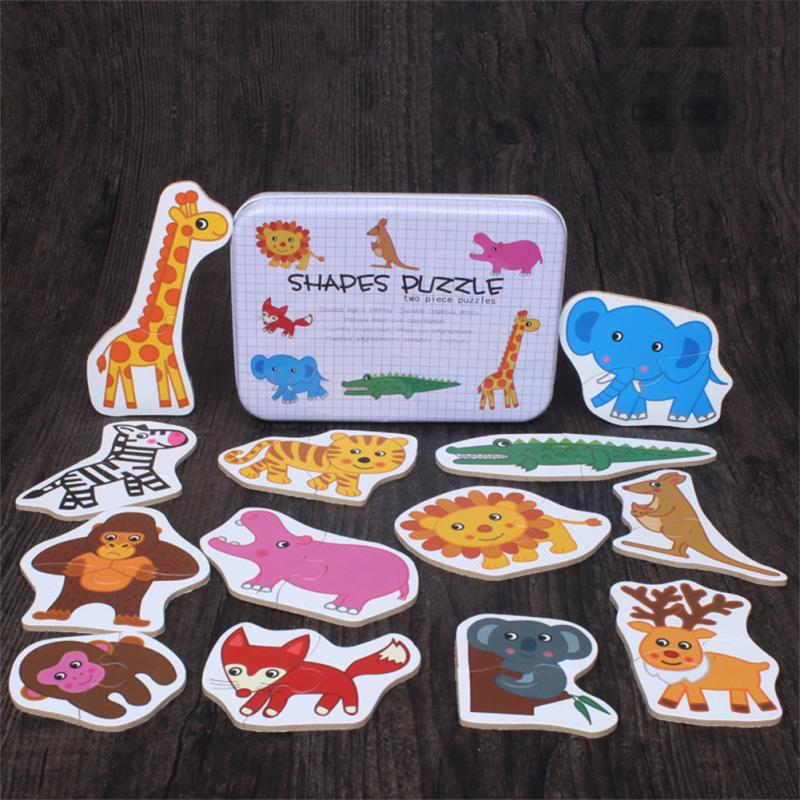 Baby Kids Cognition Puzzle Toys Toddler Iron Box Cards Matching Game Cognitive Card