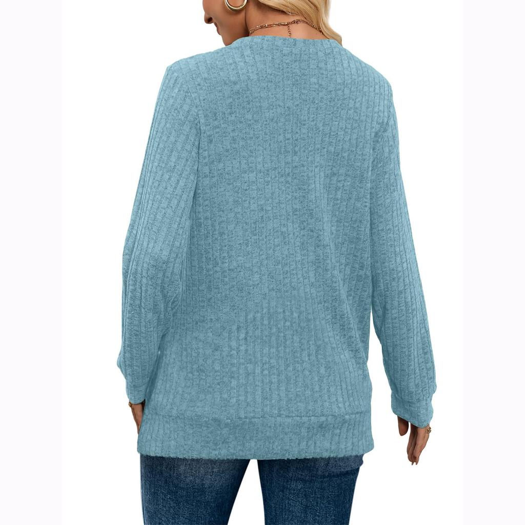 Dames Sweatshirts V-hals Lange Mouw Shirts Losse Casual Herfstmode Truien