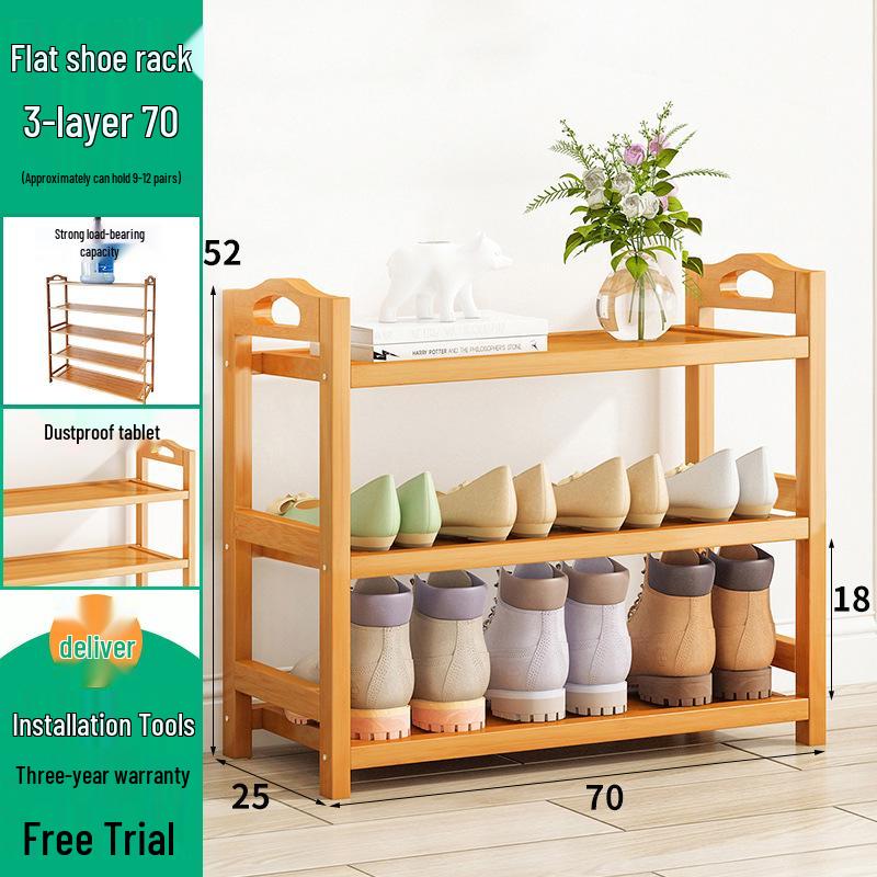 Wall-Mounted Bamboo Shoe Rack: Space-Saving, Dustproof, Multi-Layer Storage for Entryway