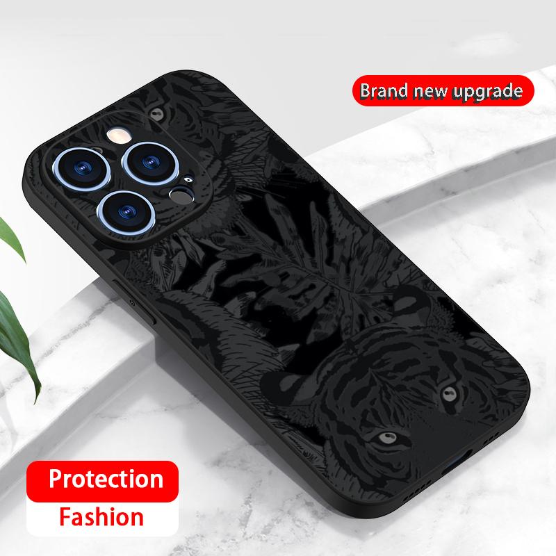 

Japan art Tiger fashion pattern design Phone Case For iPhone 17 16 16e 15 14 13 12 Plus Mini Pro Max Soft black Shockproof Cover iPhone 14 Pro