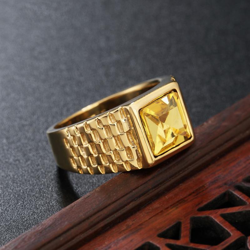 Multi Color Stone Rings for Men Women Hip Hop Punk High Quality Stainless Steel Ring Charm Party Jewelry Gift