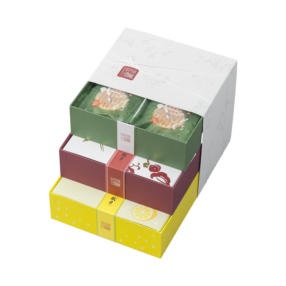 

Hime Senjyu Senbei Rice Sugar and Organic 12 pieces by Kogetsu Japanese Thank Return Gift (Three-Tiered Crackers) (Lemon Squash, Cream, Matcha, each)