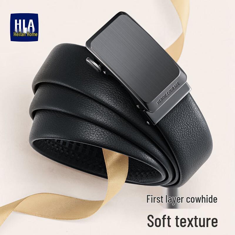 HLA Men s Genuine Leather Automatic Buckle Belt 125cm чёрный