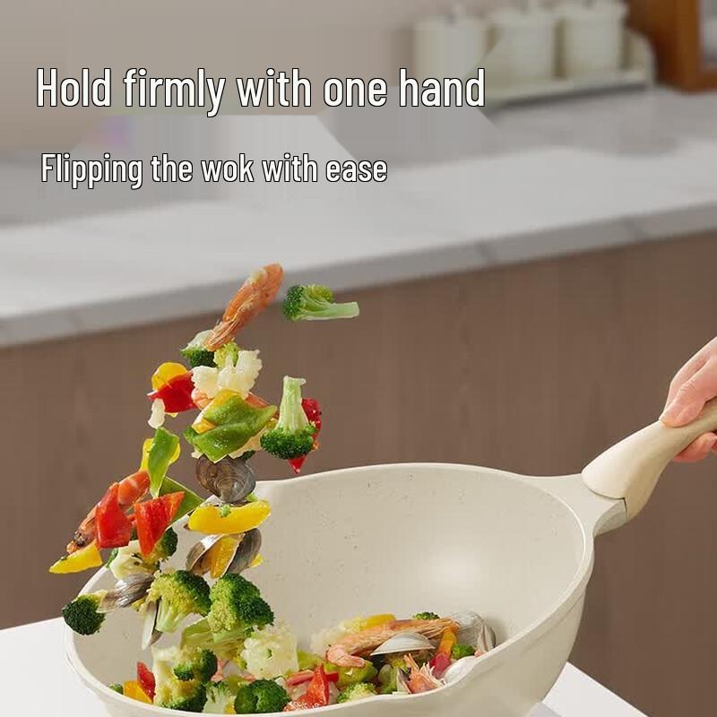 COOKER KING Ultra-Light Non-Stick Flat-Bottom Wok, 30cm