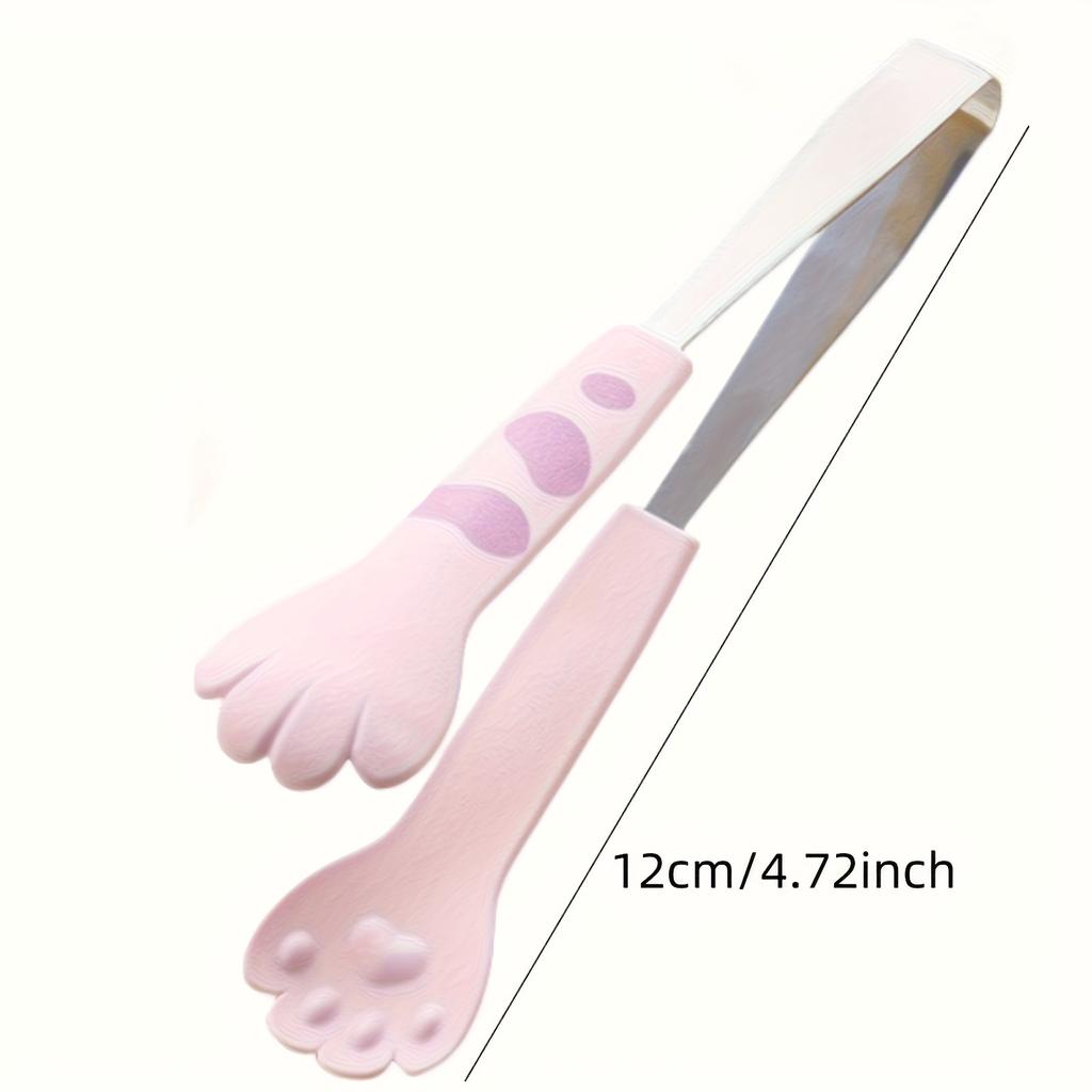 3pcs WhimsyCat Cartoon Cat Paw Food Tongs for BBQ, Sandwiches, Baking, Ice, and Sugar , Cute Stainless Steel Kitchen Utensils for Cooking