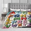 Colorful Alphabet Design Keep Warm for KidsFlannel Blanket for Bedroom, Living Room, Sofa, and Nap