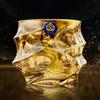 BEPAN European-Style Household Wine Glass Large Crystal Glass Whiskey Cup Gold-Plated Distilled Beverage Brandy Beer Tea Cup