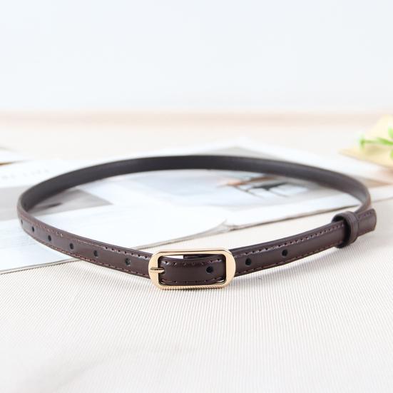 Women Belt Imitation Leather Adjustable Thin Waistband Solid Color Dresses Shirts Tops Waist Belt Versatile Fashion Accessory