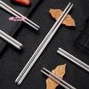 M-Stainless Steel Chopsticks Reusable Household Round Metal Chop Sticks Japanese Sushi Food Stick Kitchen Tableware Cutlery