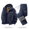 Autimn Winter Sportswear Set Mens Retro Training Thick Fleece Jacket + Pants Two Piece Set Casual Ski Running Tracksuit Suit