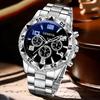 3PC Silver Business Men's Watch Set Luxury Fashion Black Digital Scale Dial Quartz Watch Bracelet Necklace Set Perfect Gift