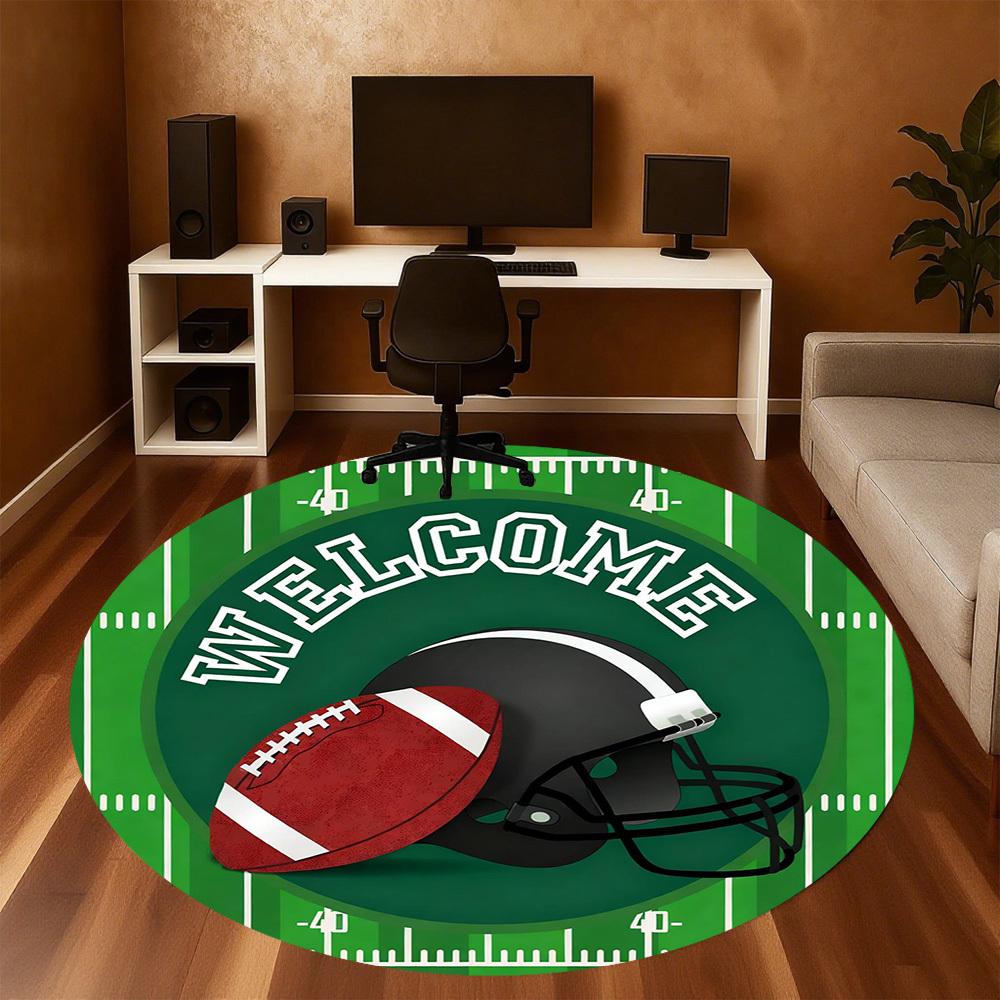 1pc Football Round Chair mat office Area Rug - Non-Slip, Floor Mat for Office, Bedroom, Ideal home decor gift c0112018