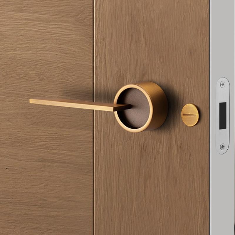Nordic Door Lock Indoor Bedroom Silent Door Lock Simple Yellow Bronze Split Lock Modern Furniture Decorative Door Handle