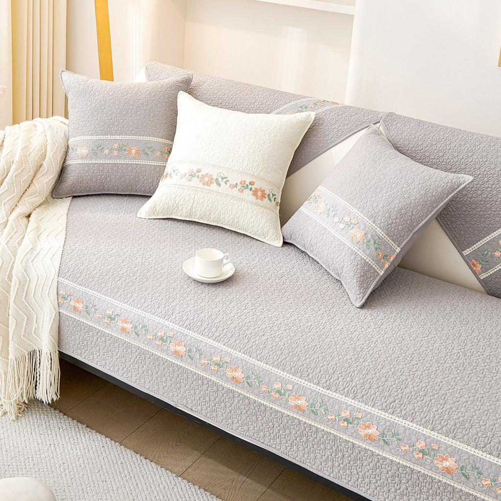 Pure Cotton Sofa Cushion, Universal In All Seasons, Non-Slip, Small And Fresh  High-End Sofa Cover Towel, Cream Wind Seat Cushion