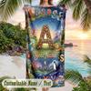 Adventure Alphabet Land Theme Quick Dry Beach Towel Custom Name Text Print Large Sand Resistant Towel Beach Vacation