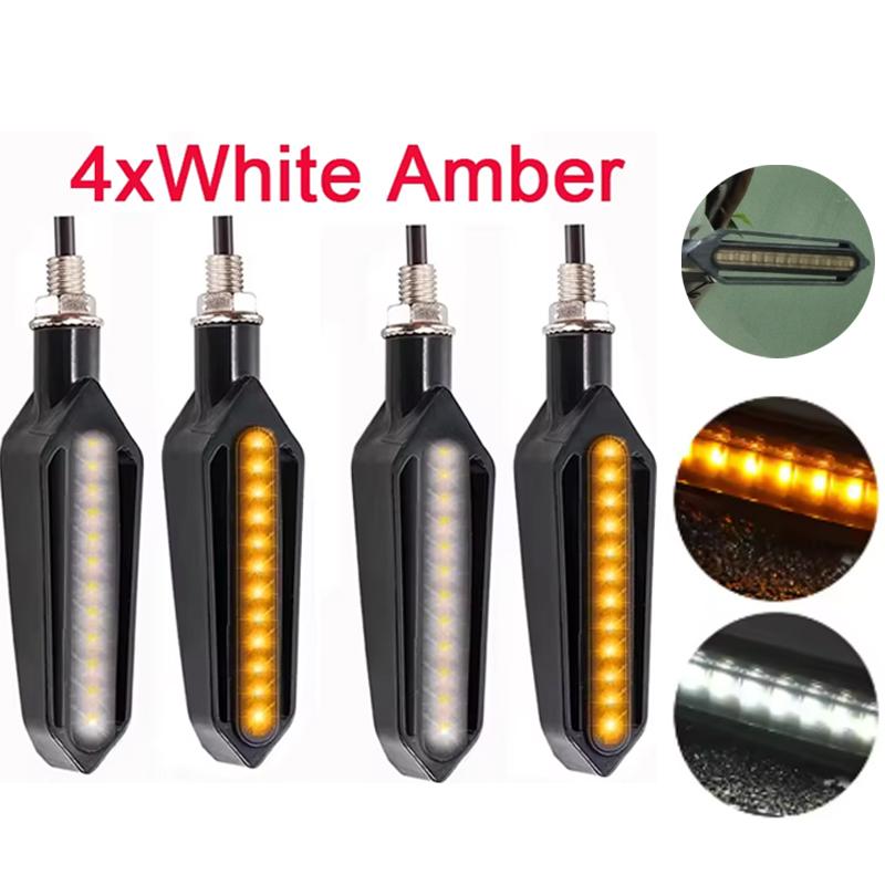 Universal Motorcycle Turn Signals LED Light 12V 10mm Flowing Water 24LED Blinker Light with Built-in Relay Flashing Indicator