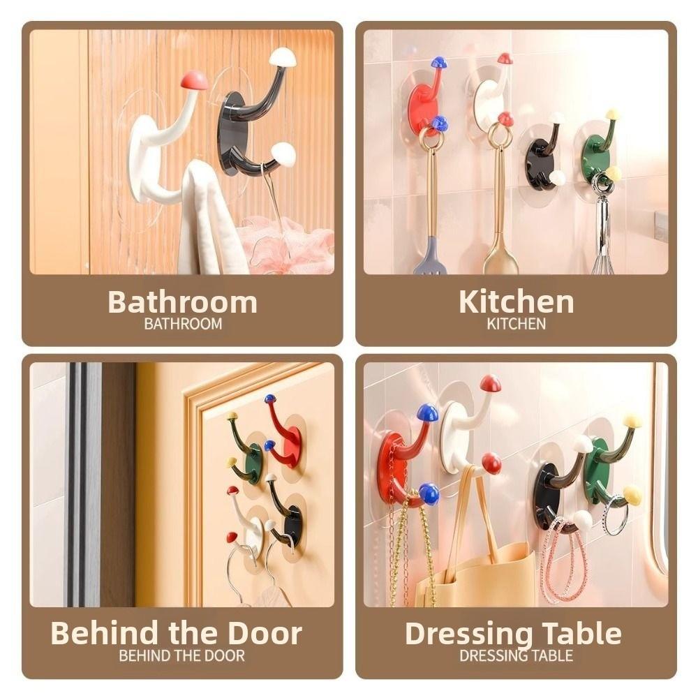 Waterproof Self-Adhesive Hooks Heavy Duty Mushrooms Coat Rack Hooks Storage Rack  Household