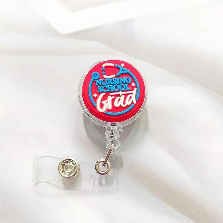 1pc Retractable Badge Holder Clips for Nurse ID Badge Reel with Belt Clip Doctor ID Card Chain Clips School Student Office