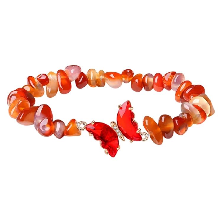 Healing Crystals Bracelet With Irregular Gemstones Beads Butterfly Decoration Adjustable Jewelry For Relaxation