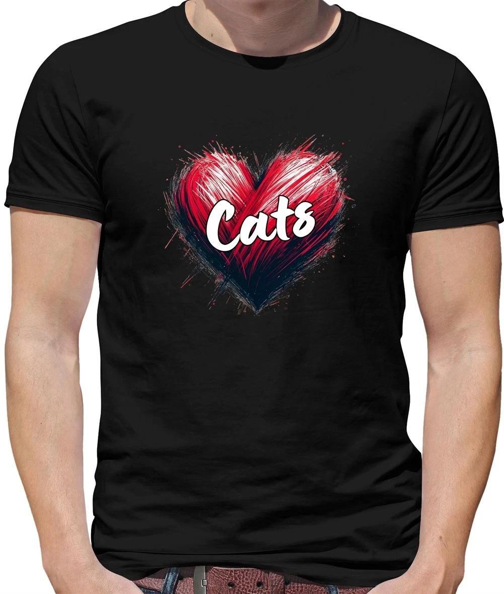Love Heart Cats - Mens T-Shirt - Cat Siamese Pet Pets love cat Lady Mum Crazy L