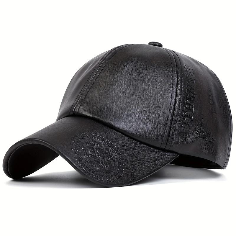 Unisex Vintage Leather Baseball Caps Outdoor Adjustable Spring and Autumn Casual Sunscreen Hat