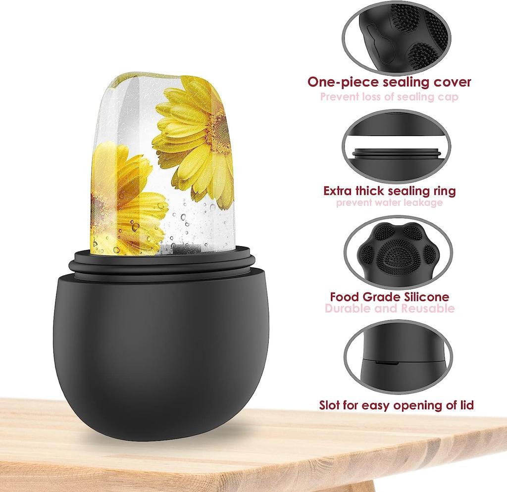Kitch cuT Ice Roller For Face, Neck and Body | For Puffy Eyes | Unbreakable and Reusable | Glowing and Clear Skin, Pack of 1 (Black)