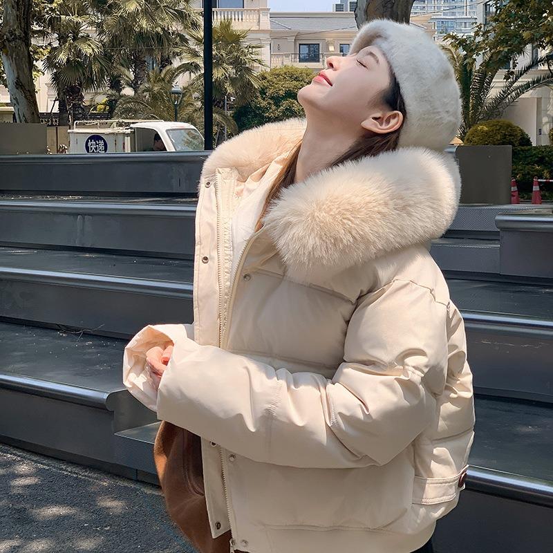 Winter New Big Fur Collar Cotton Clothes Women's Short Loose Casual Thickened Small Jacket