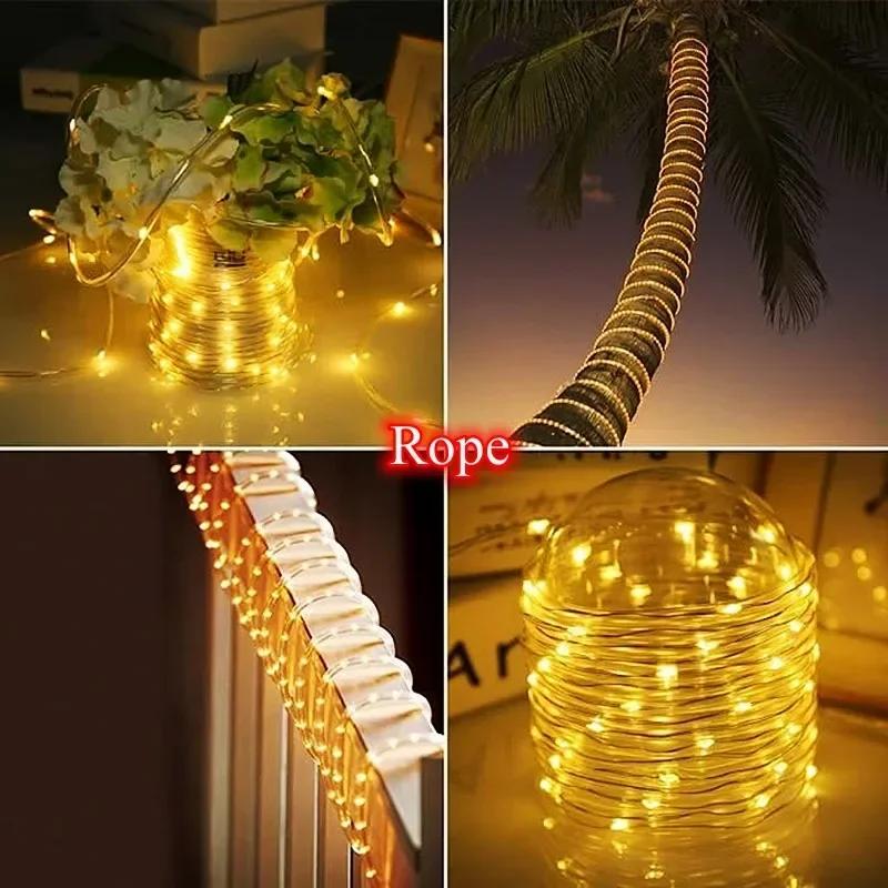 50~300Led Outdoor Solar Tube Rope Led Fairy Light Garden Christmas Decoration Xmas Wedding Garland Waterproof String Light Strip