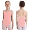 Girls Ruched Sleeveless Backless Spaghetti Straps Leotard Ballet Dance Performance Bodysuit