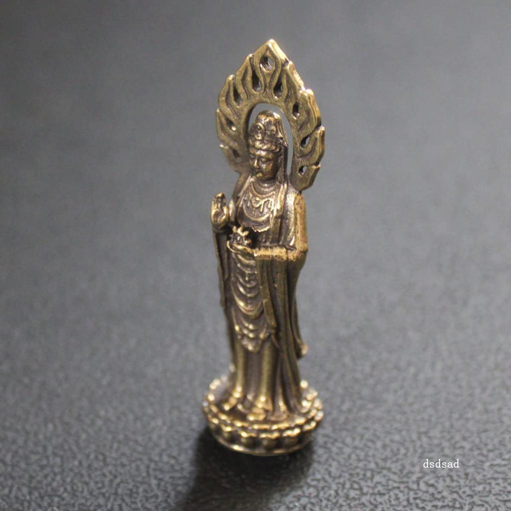 Miniature Buddha Statue, Kannon Bodhisattva, Brass, 6cm Tall, Guardian Deity, Prayer, Protection from Evil