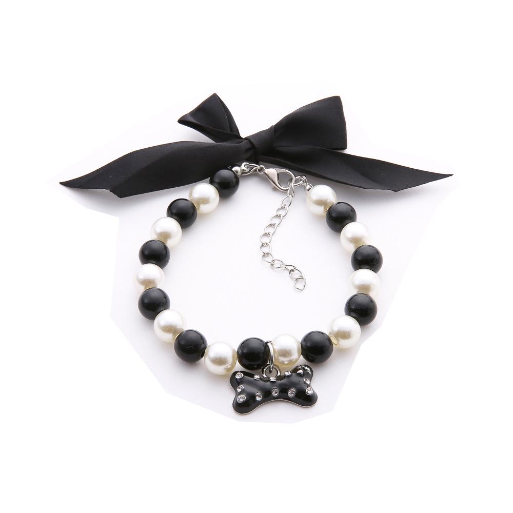 

Ошейник для кошек и собак со стразами, ожерелье из жемчуга, блестящий ошейник для котенка и щенка, украшения для домашних животных, товары для собак, аксессуары для щенков, бирка S чёрный