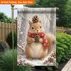 2D Flat, 2D Flat Printing Garden Flag 1pc, Squirrel Holds Pine Cone Durable Single-Sided Print Yard Flag, Garden & Home Holiday Decoration, 29.97x44.9