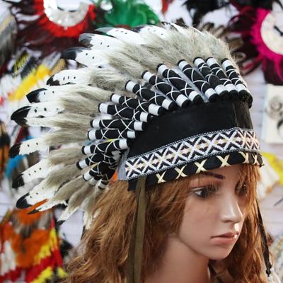 Copricapo di piume finte in stile nativo americano, alto 40 cm, per fotografia, festival, cosplay, travestimenti, accessori