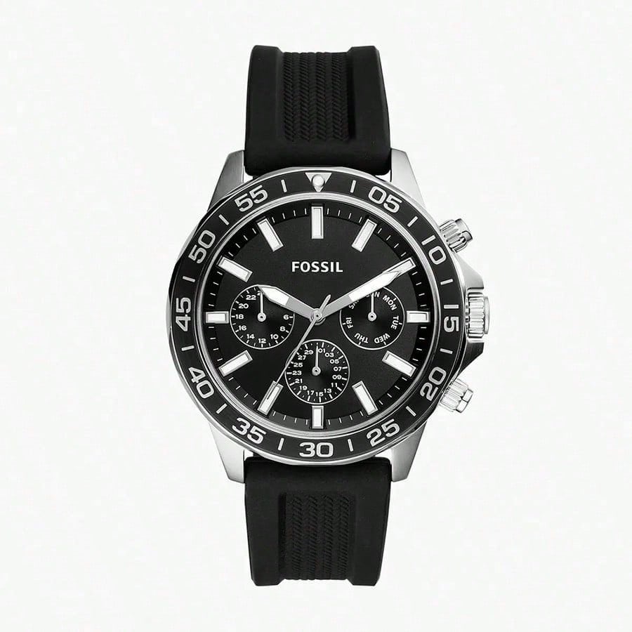 Fossil Men's Quartz Silicone Three-Hand Watch Stainless Steel Case/Glass Mirror BQ2499