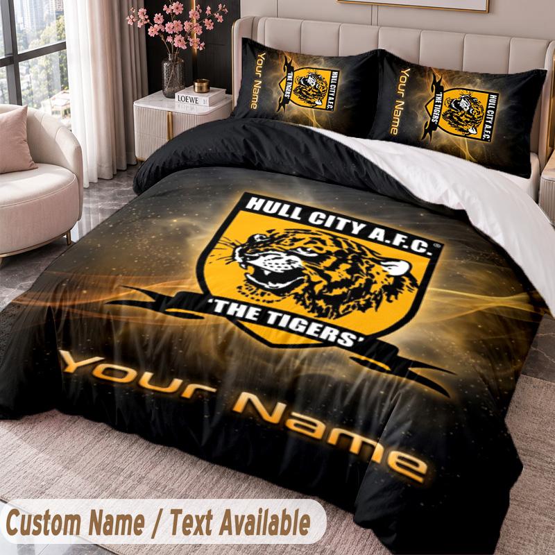 Hull City Printed Bedding Set Custom Name Text 1 Duvet Cover 2 Pillowcases For Bedroom