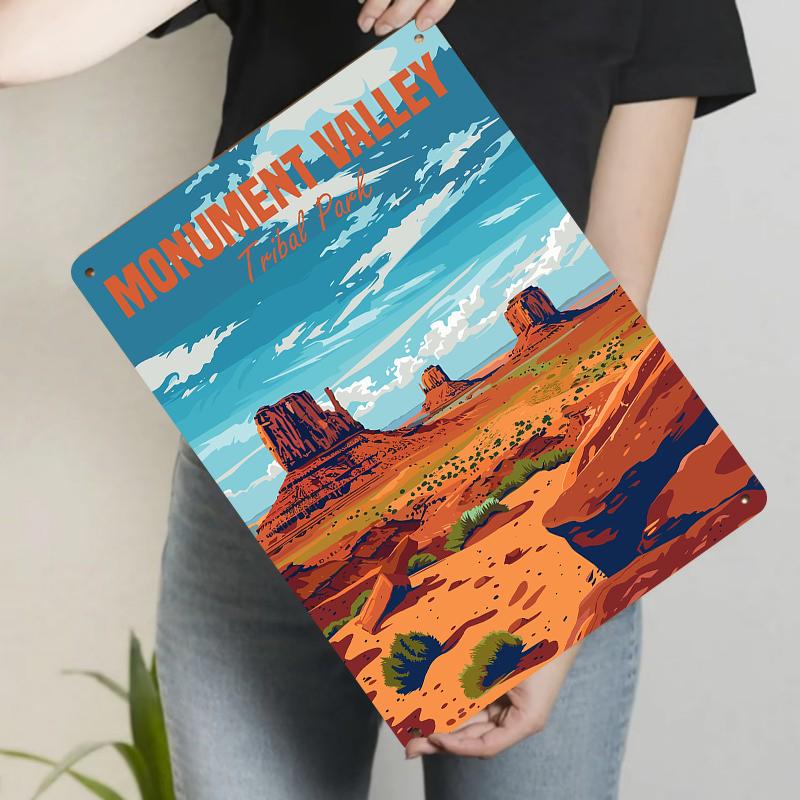 

Monument Valley Tribal Park Metal Wall Art Vintage Travel Poster Style Home Decor for Living Room Study 20x30cm（7.8x11.8inch）