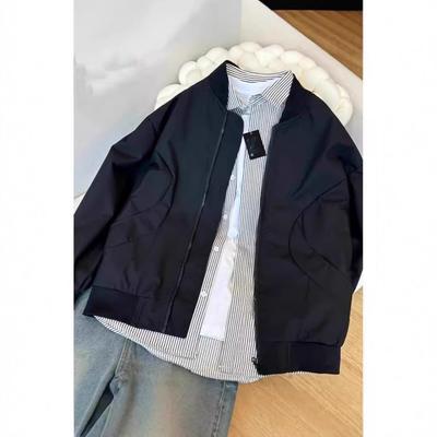 American Simple Bomber Jacket Men's Spring and Autumn Retro Street Versatile Jacket Trendy Brand Casual Loose Baseball Jersey