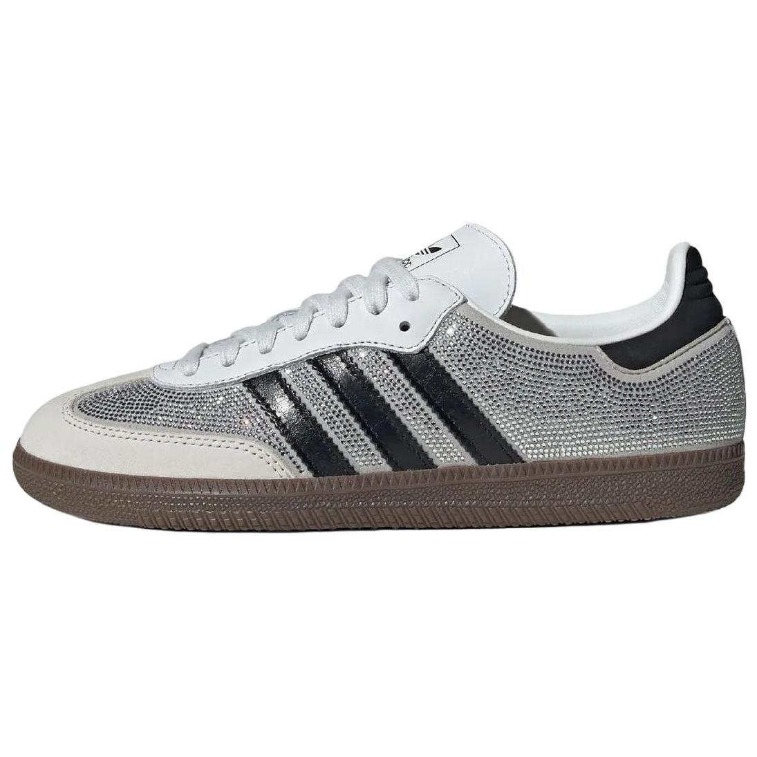 Adidas Originals Womens Samba OG Crystal White Core White Silver Metallic Rhinestone IH9055 38.5