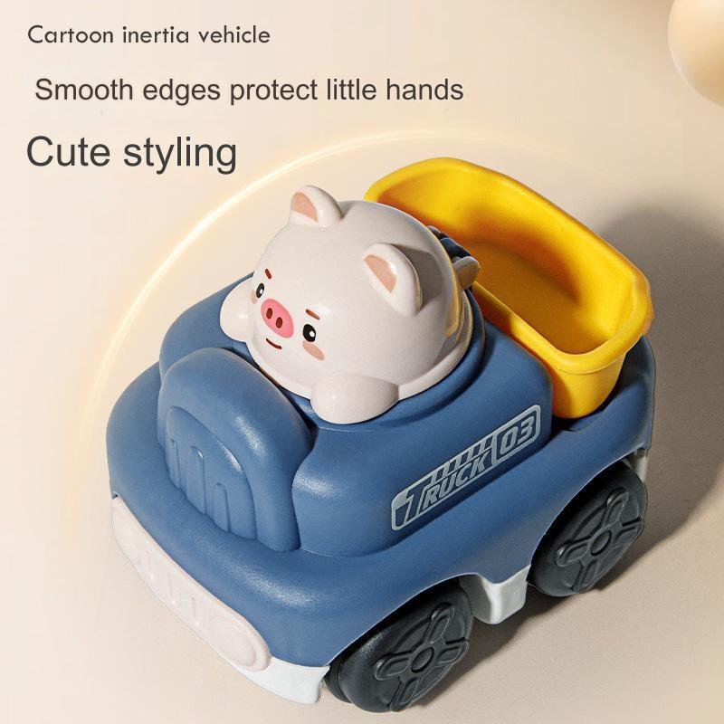 New Cartoon Animal Boy Girl Children Inertia Excavator Engineering Vehicle Kindergarten Small Gift Toys Plastic/plasticine Material 8.5*5.5*7