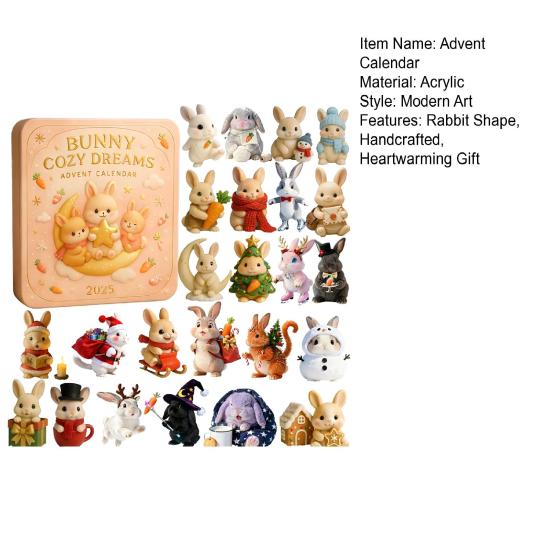 Kreslený Králík Adventní Kalendář 2025 24 Dní Vánoční Odpočítávací Kalendář Interaktivní Sváteční Kalendář Doplněk do Auta